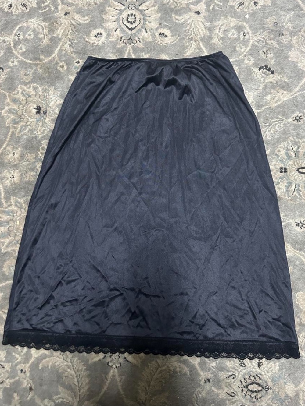 Black Lace-Hem Half Slip Skirt - Unbranded